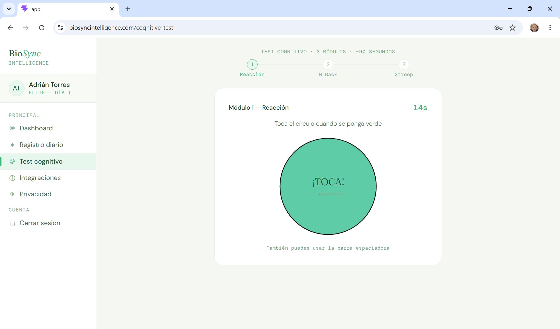 Test cognitivo BioSync